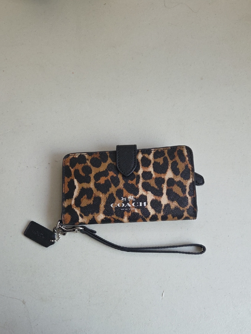 Coach Ocelot-Print Zip Wristlet Wallet - Black & Brown